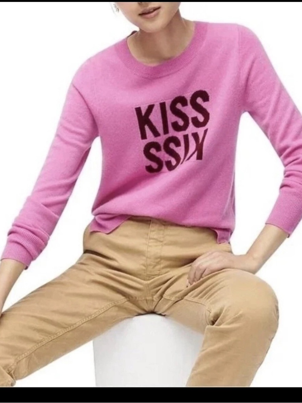 J.Crew Pink Kiss Kiss‎ Layla Cashmere Sweater Pullover Pink Size XS